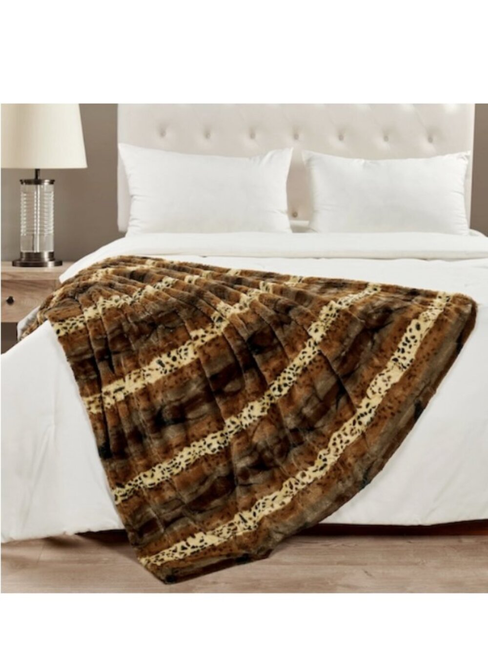 Animal Printed Double Sided Faux Fur Throw 50X60 NWT - Picture 3 of 16